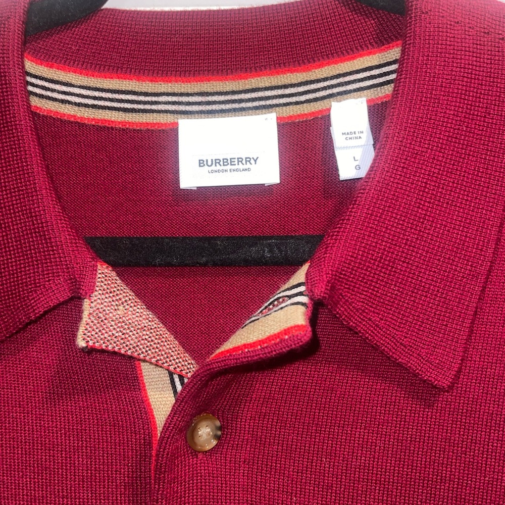 Burberry Men's Red Polo Longsleeve